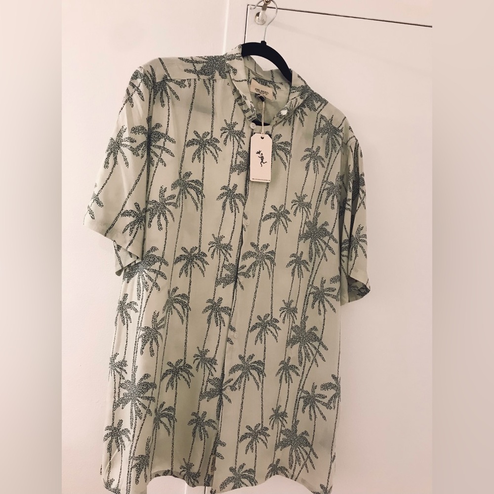 Palm Printed Resort Shirt (Stone)